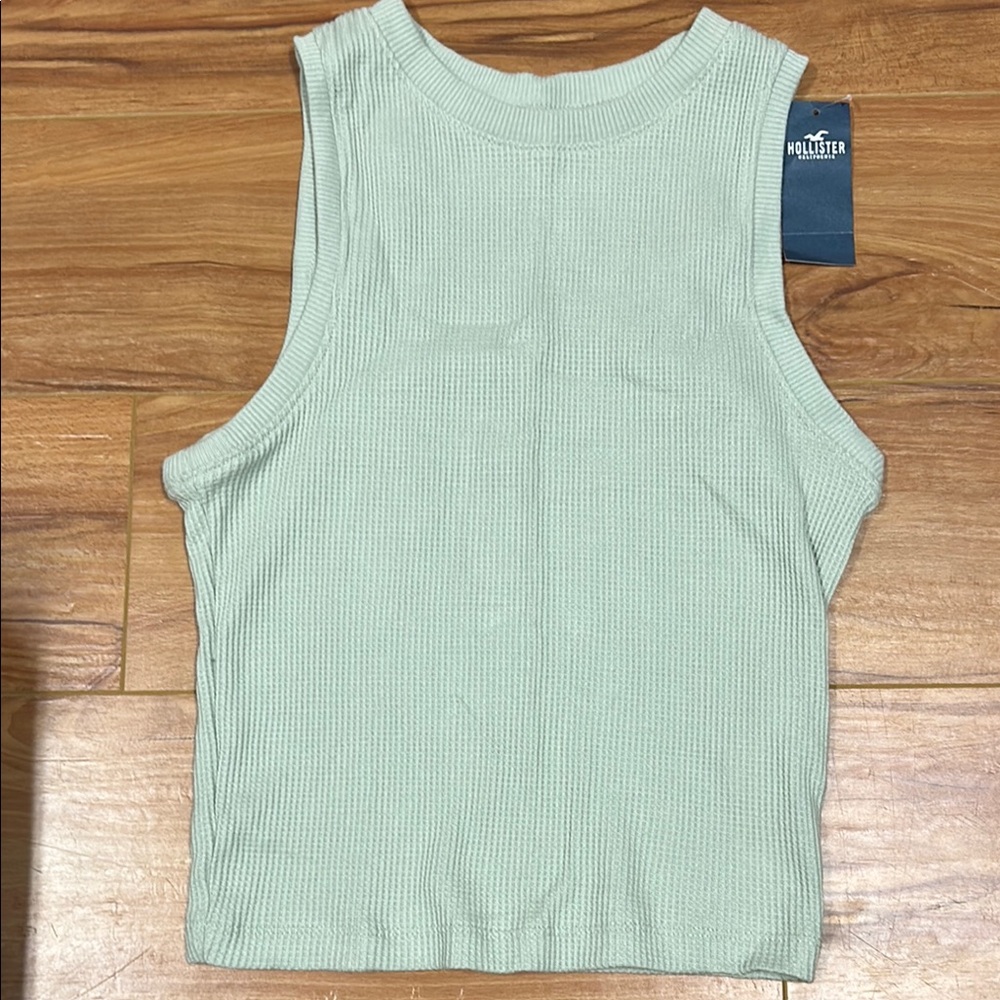 Hollister Green Ribbed Crop Tank Top